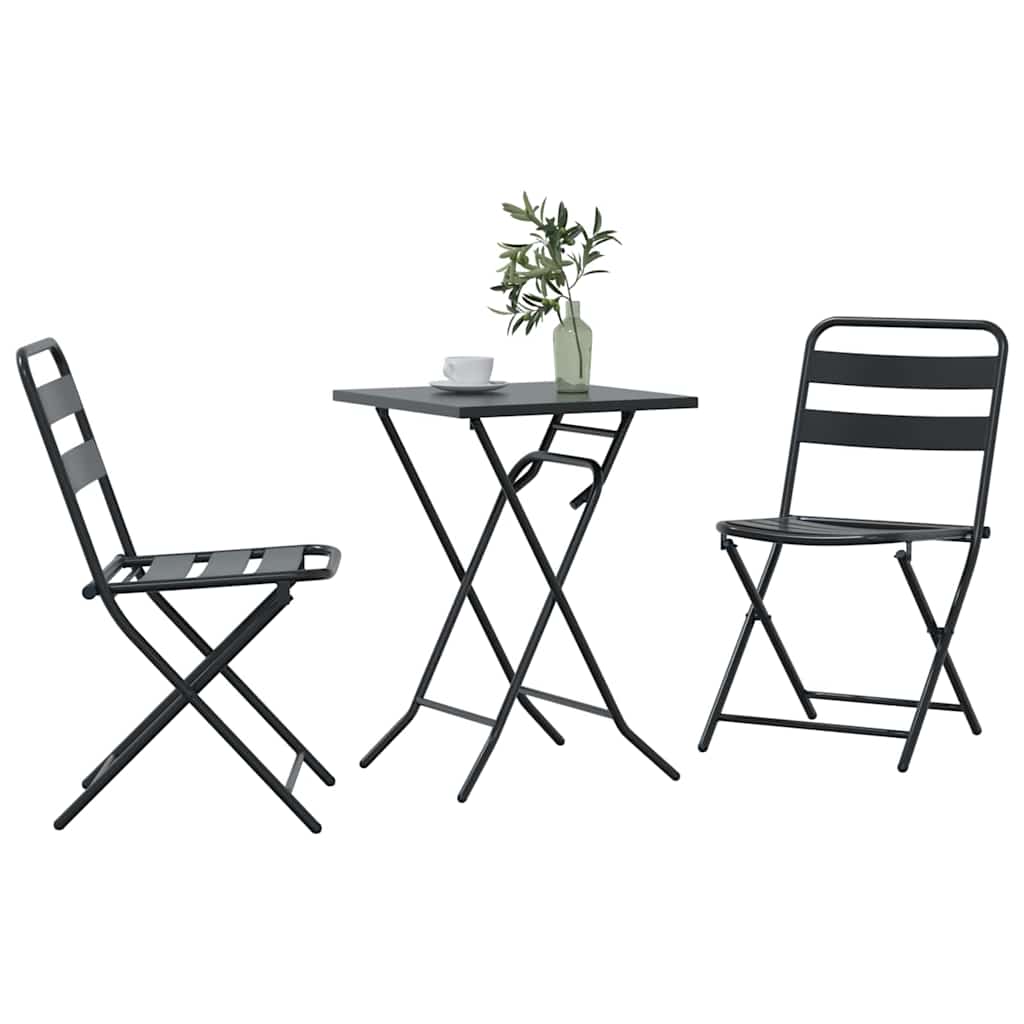 Bistro Set Folding 3 pcs Anthracite Steel